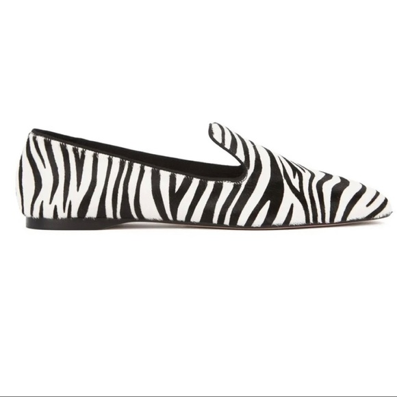 Hugo Boss Womens 37 Sz 7 Calf-hair Fur Zebra Print Loafer Flats Black - Picture 3 of 11
